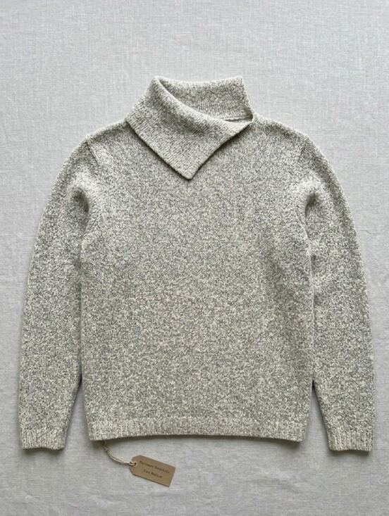 Penmans Sweaters - Penmans Medium Grey Marl Vintage Asymmetrical Mock Neck Knit Sweater Gorpcore